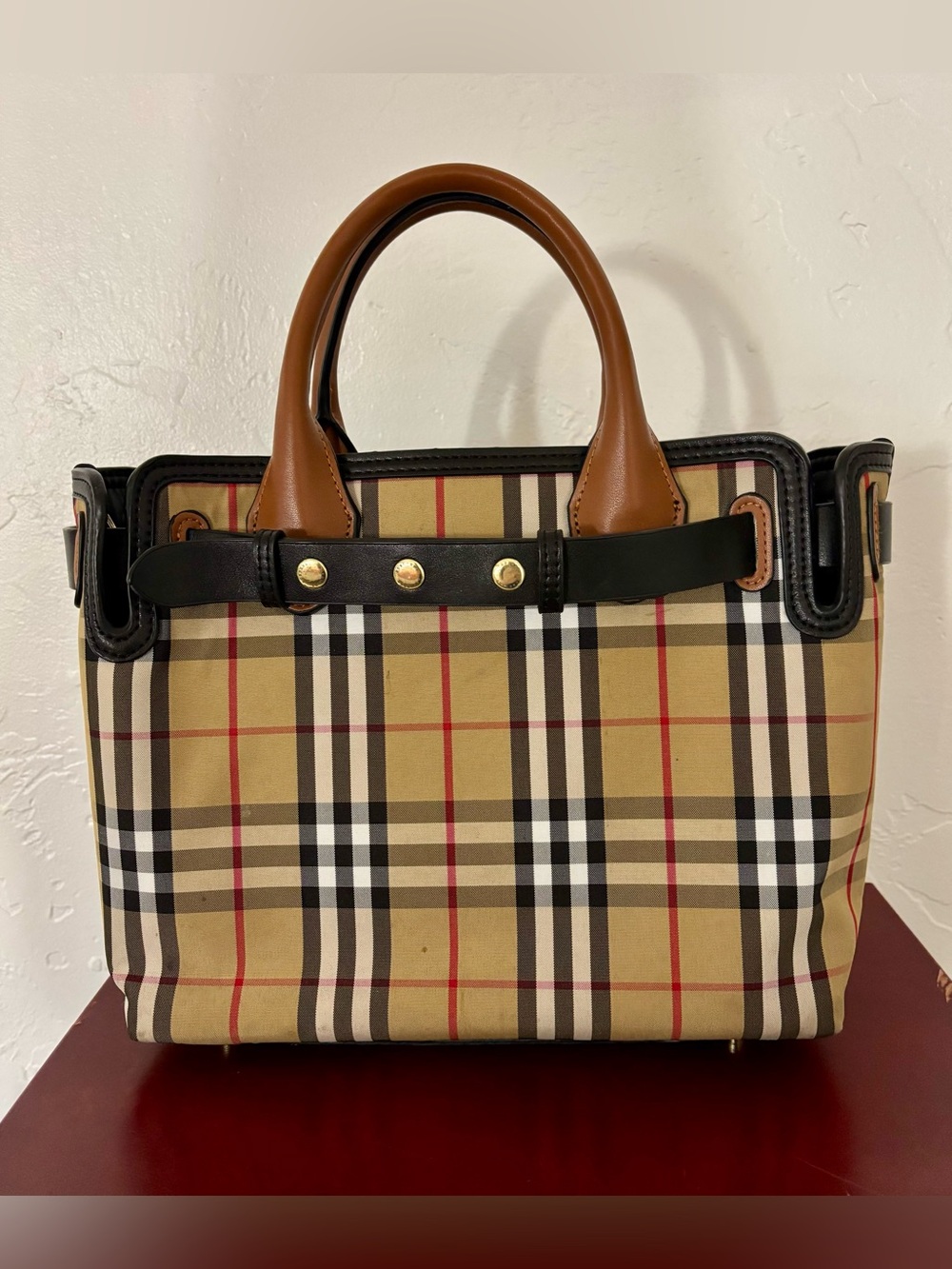 Burberry Mini Vintage Check Triple Stud Belt Bag.
